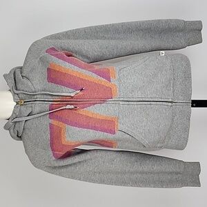 TNA Women's Zip Up Hoodie Heathered Grey Fleece Lined Front Logo Size S